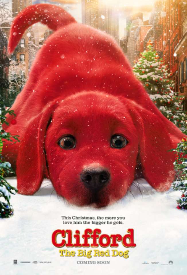 Clifford, wielki czerwony pies, świąteczny plakat puzzle online