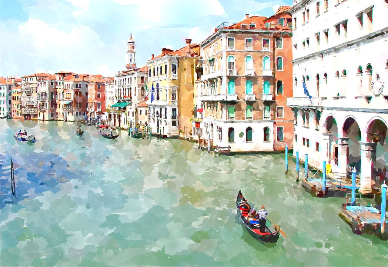 domy i gondole w Wenecji, Włochy. puzzle online