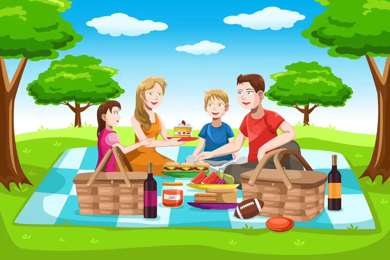 happy family having a picnic in the park - Puzzle Factory
