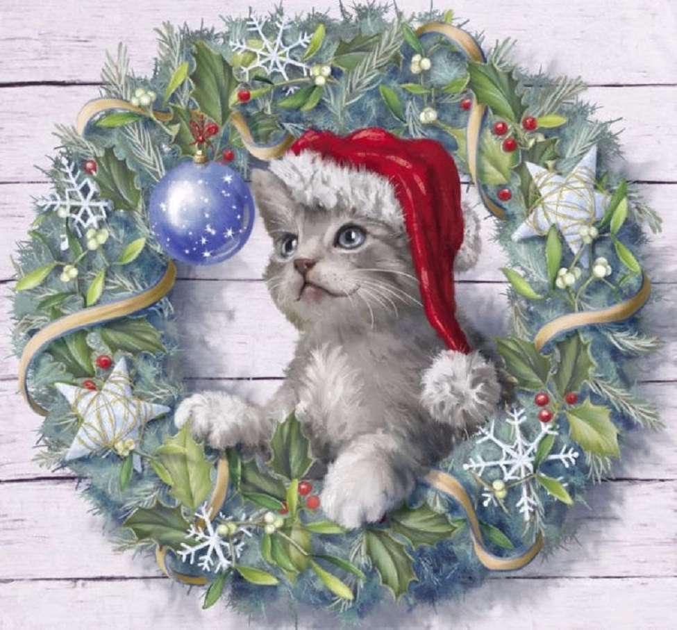 Ten świąteczny kotek pęka na ekranie! puzzle online