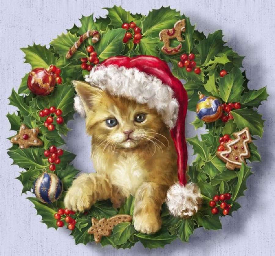 Ten świąteczny kotek pęka na ekranie! puzzle online