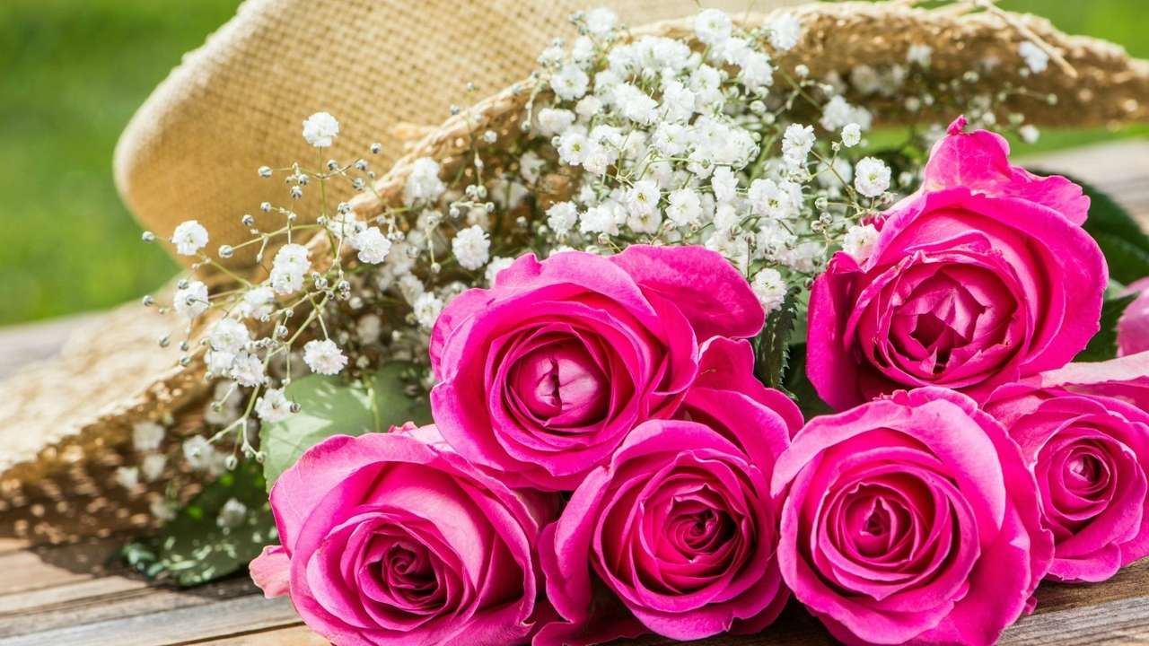 Bukiet różowych róż puzzle online