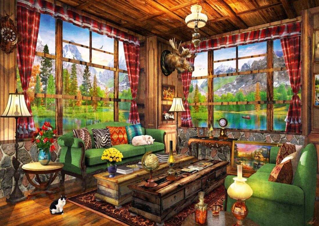 Piękne wnętrze domku myśliwskiego puzzle online