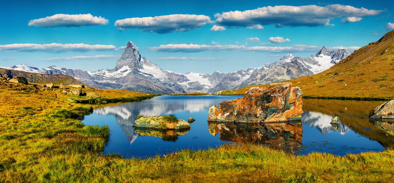 Kolorowa letnia panorama jeziora Stellisee puzzle online