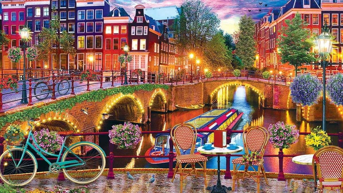 Amsterdam - miasto rowerów, kanałów puzzle online