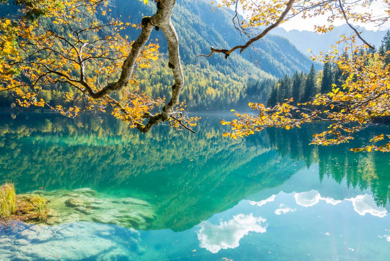 górskie jezioro, Laghi di Fusine, Włochy puzzle online