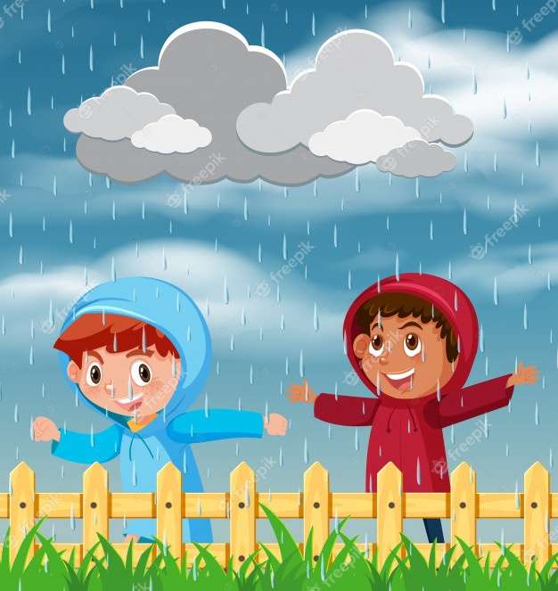 deszcz i dzieci puzzle online