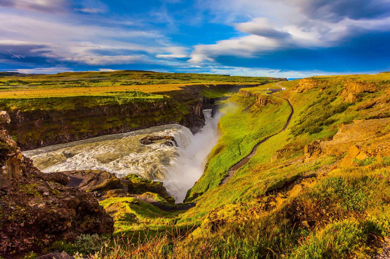 Wielki Złoty Wodospad na rzece Hvitau puzzle online