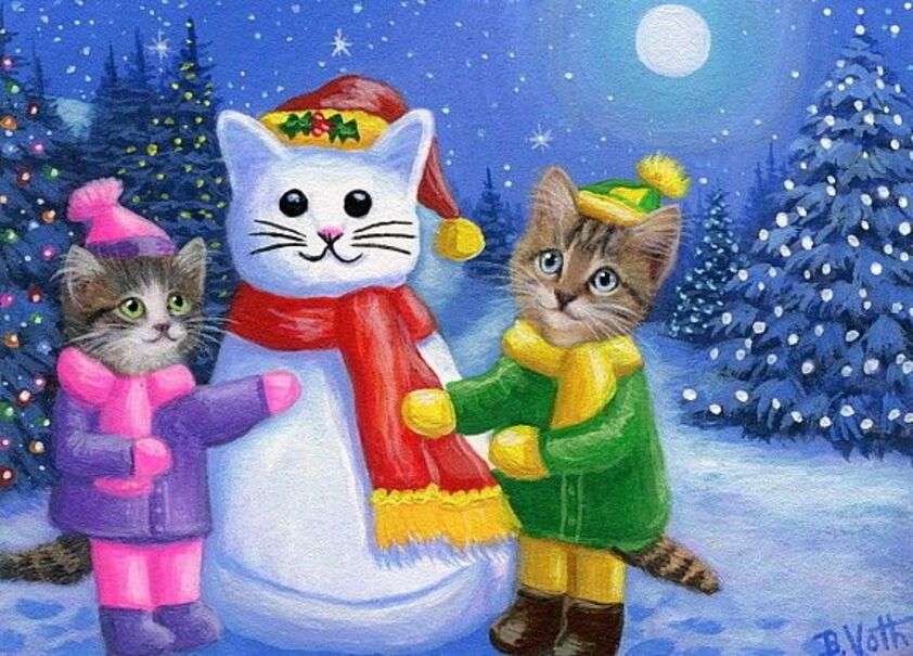 Boże Narodzenie nr 1 - Kocięta w śniegu puzzle online