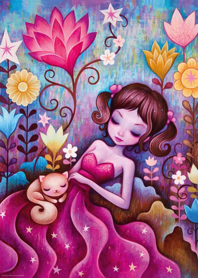 Śpiąca królewna na różowo puzzle online