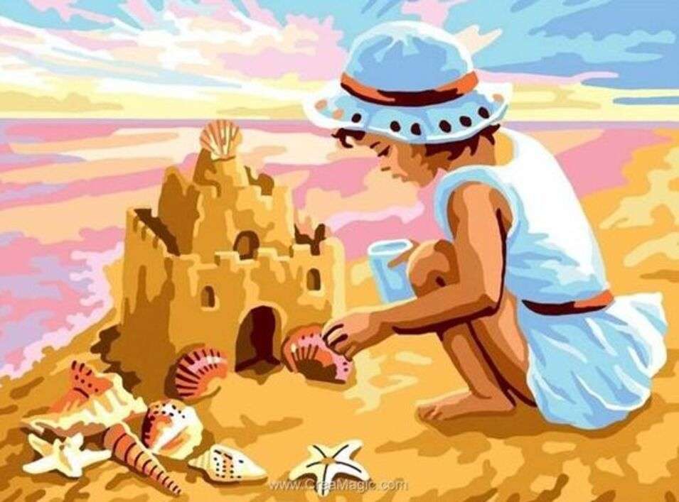 Budowa ładnego zamku z piasku puzzle online