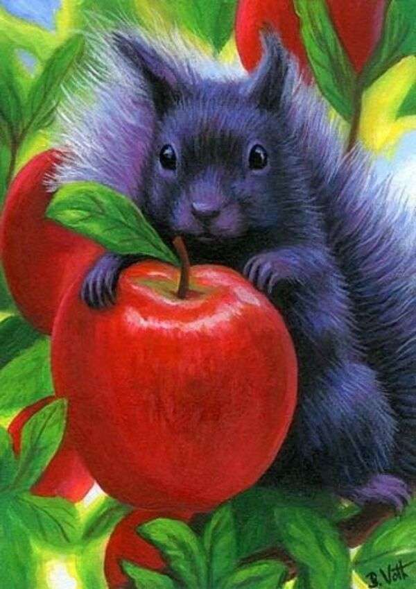 Wiewiórka z jabłkiem puzzle