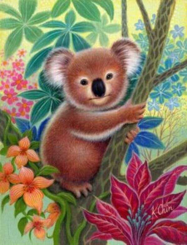 Piękna koala na drzewie puzzle online