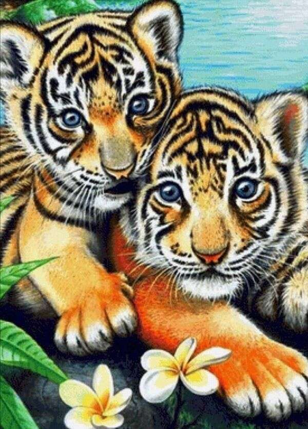 Dois tigres de bebê quebra-cabeça