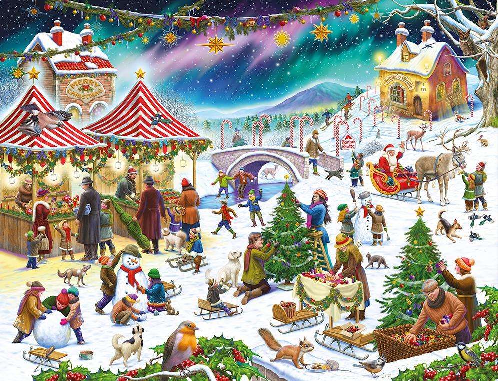 Jarmark bożonarodzeniowy w wiosce puzzle online