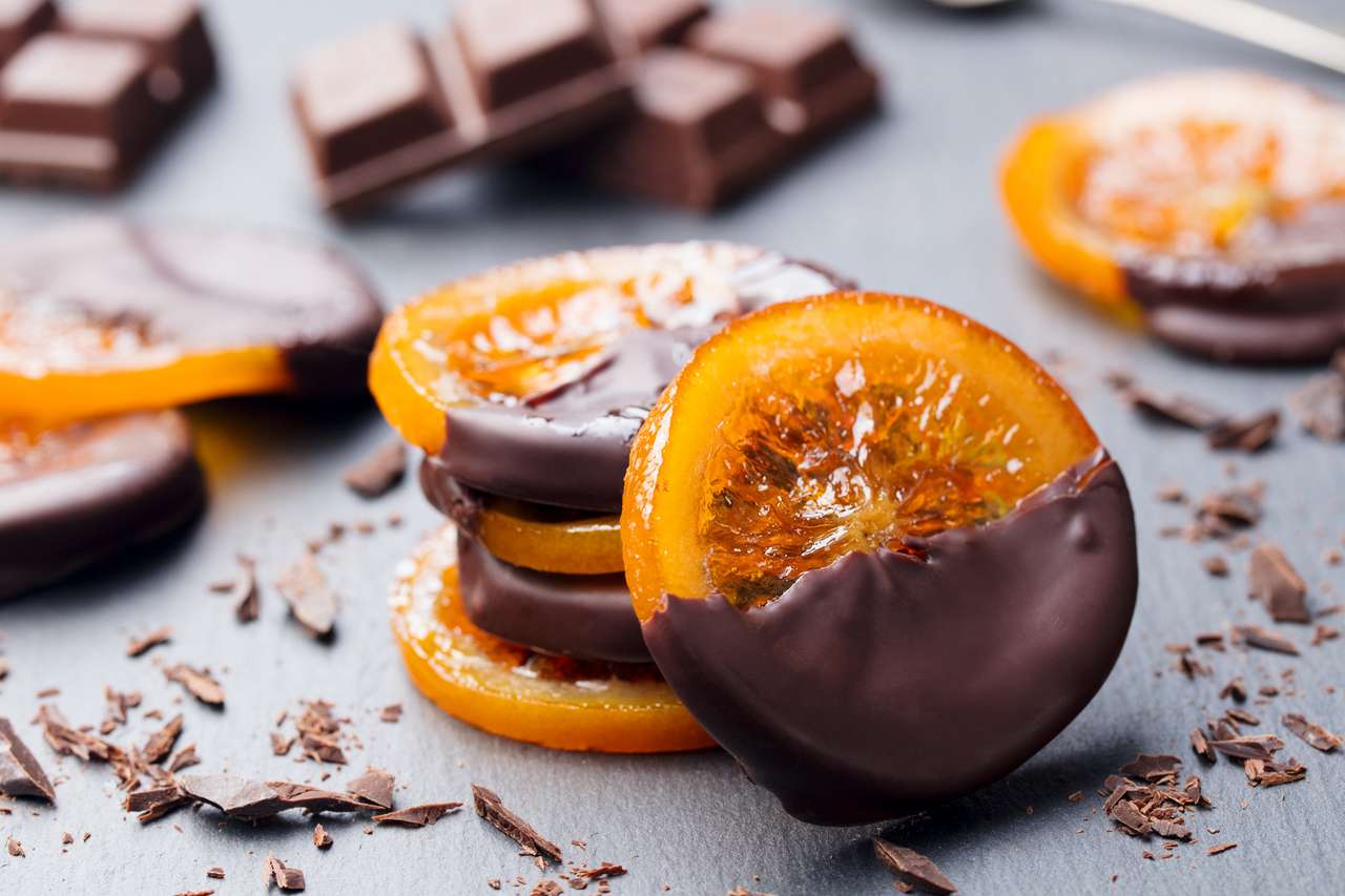 Kandyzowane plastry pomarańczy w czekoladzie puzzle online