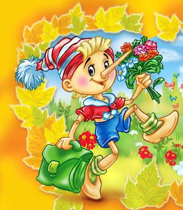 Pinokio niosący słodkie kwiaty puzzle online