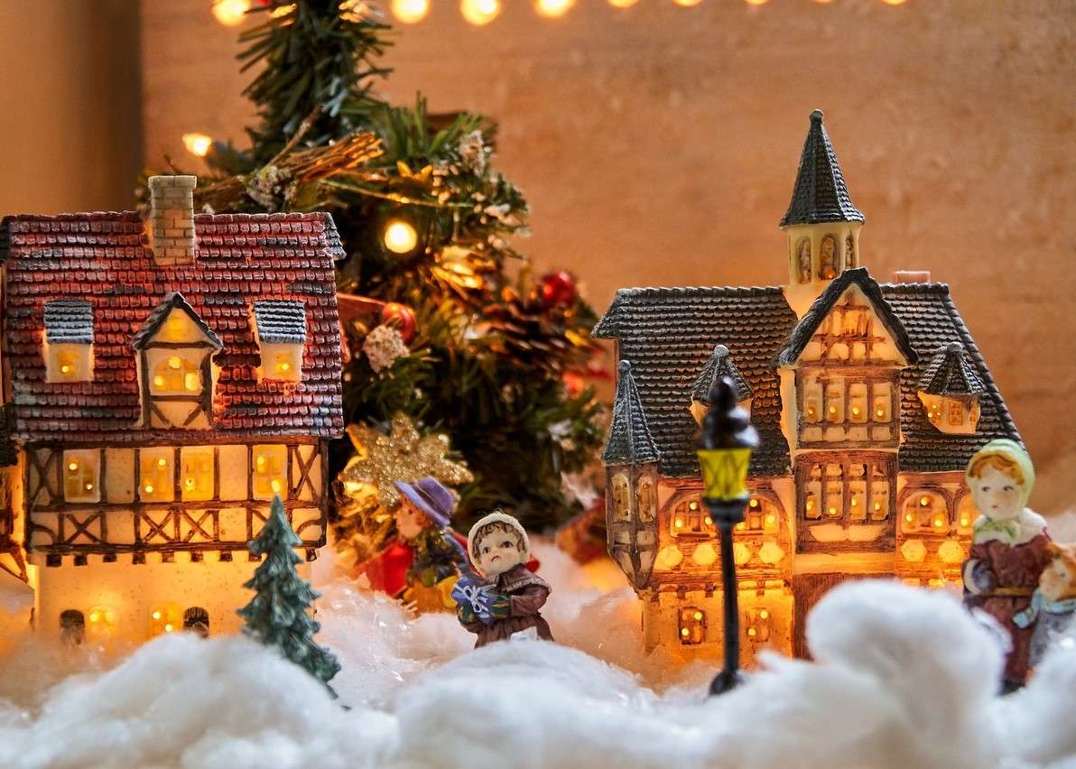 Domki, figurki- Boże Narodzenie puzzle online