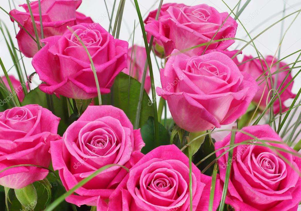 Różowe róże- bukiet puzzle online