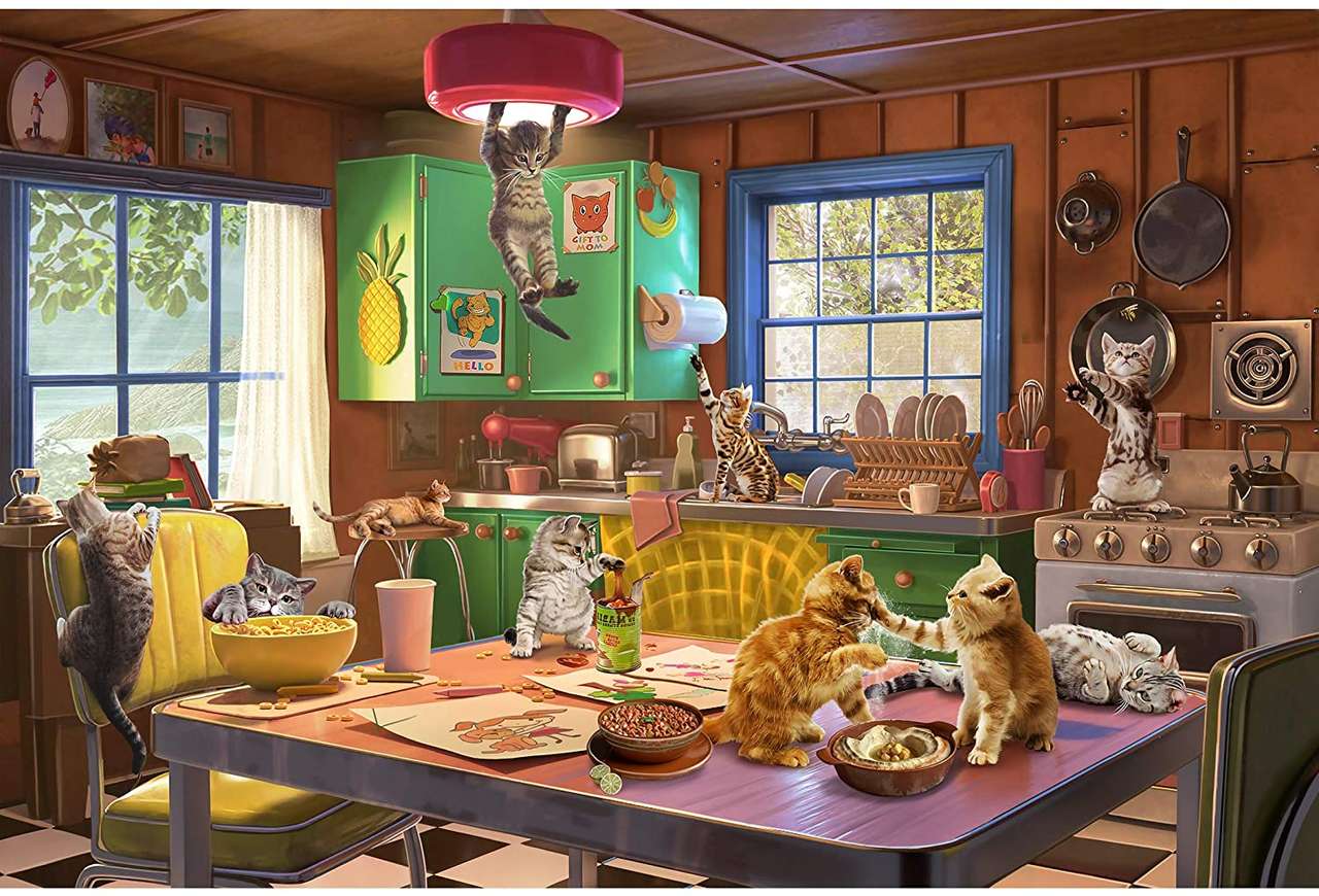 Koty w kuchni puzzle online