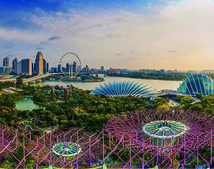 Gardens by the Bay- oświetlony ogród w Singapurze puzzle online
