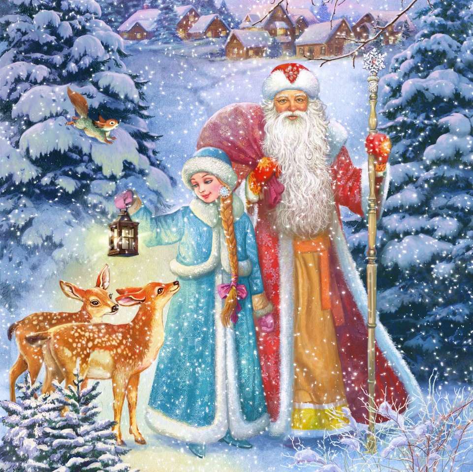 Święty Mikołaj i Królewna Śnieżka puzzle online