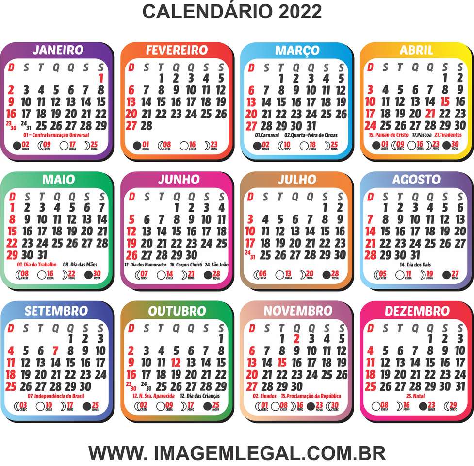 Układanka kalendarza 2022 puzzle online