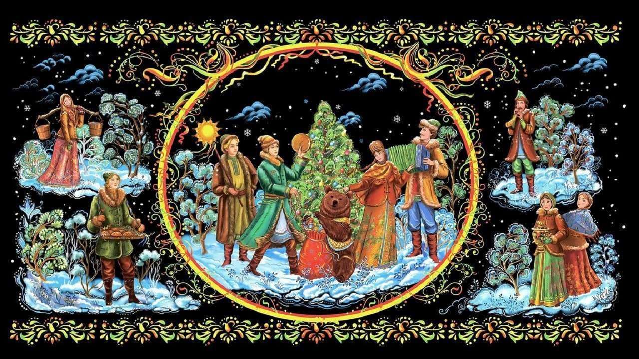 Tradycyjna miniatura Palecha: Boże Narodzenie, Rosja puzzle online