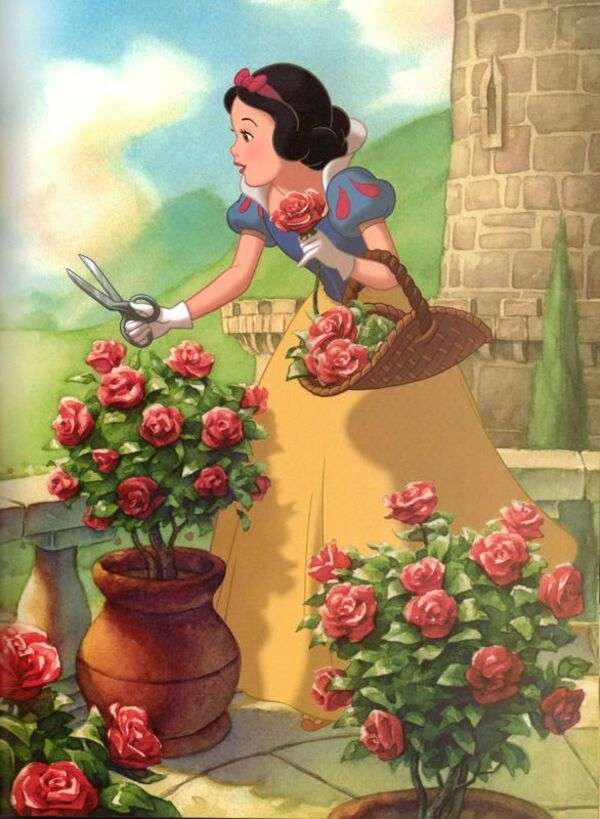 Królewna Śnieżka pielęgnująca swoje róże puzzle online