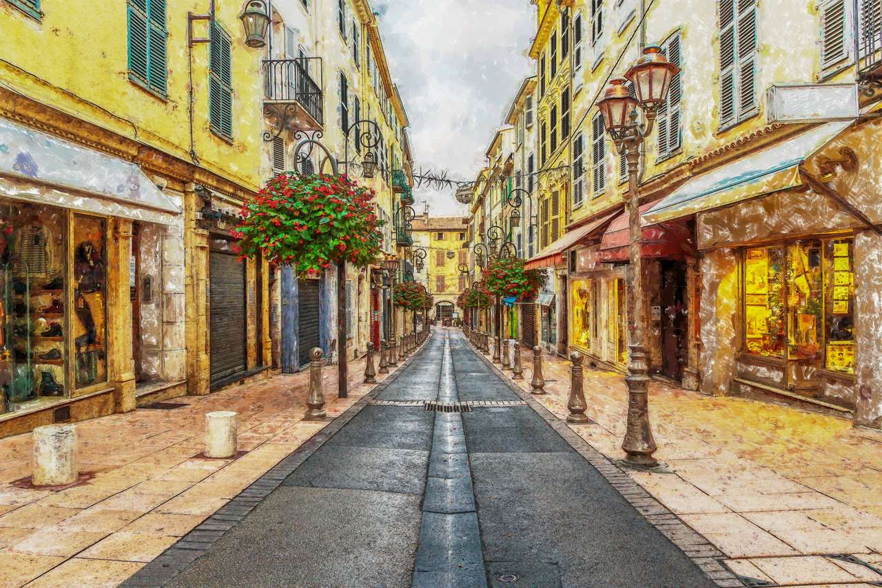 Ulica na starym mieście Antibes we Francji puzzle online