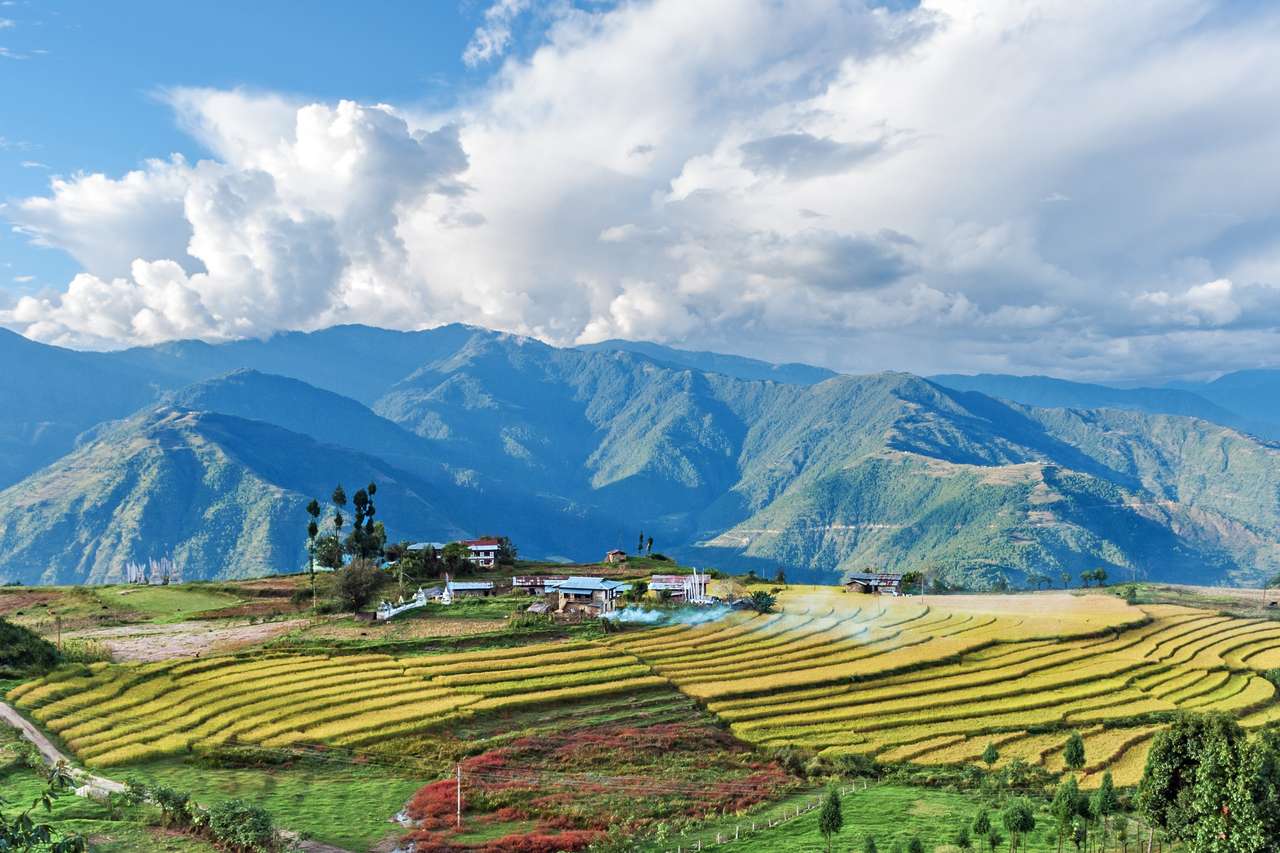 Farm in Bhutan eastern mountains near Trashigang jigsaw puzzle