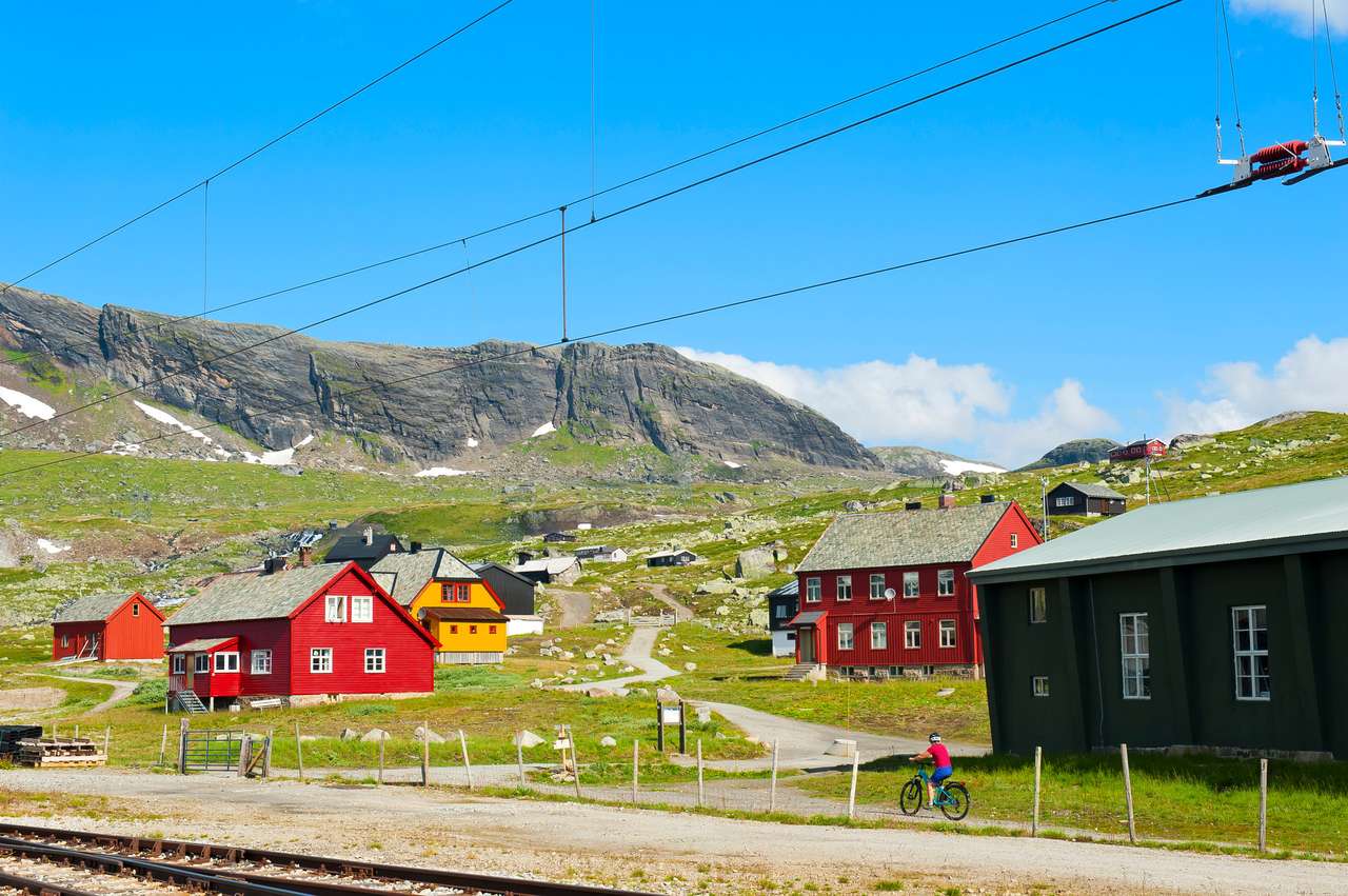 Kolorowe domy w Finse w Norwegii puzzle online
