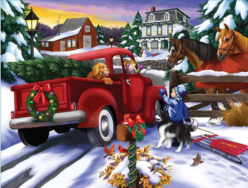 samochód świąteczny puzzle online
