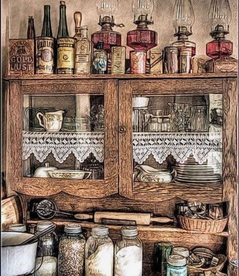 Стар кухненски шкаф (чертеж) пъзел