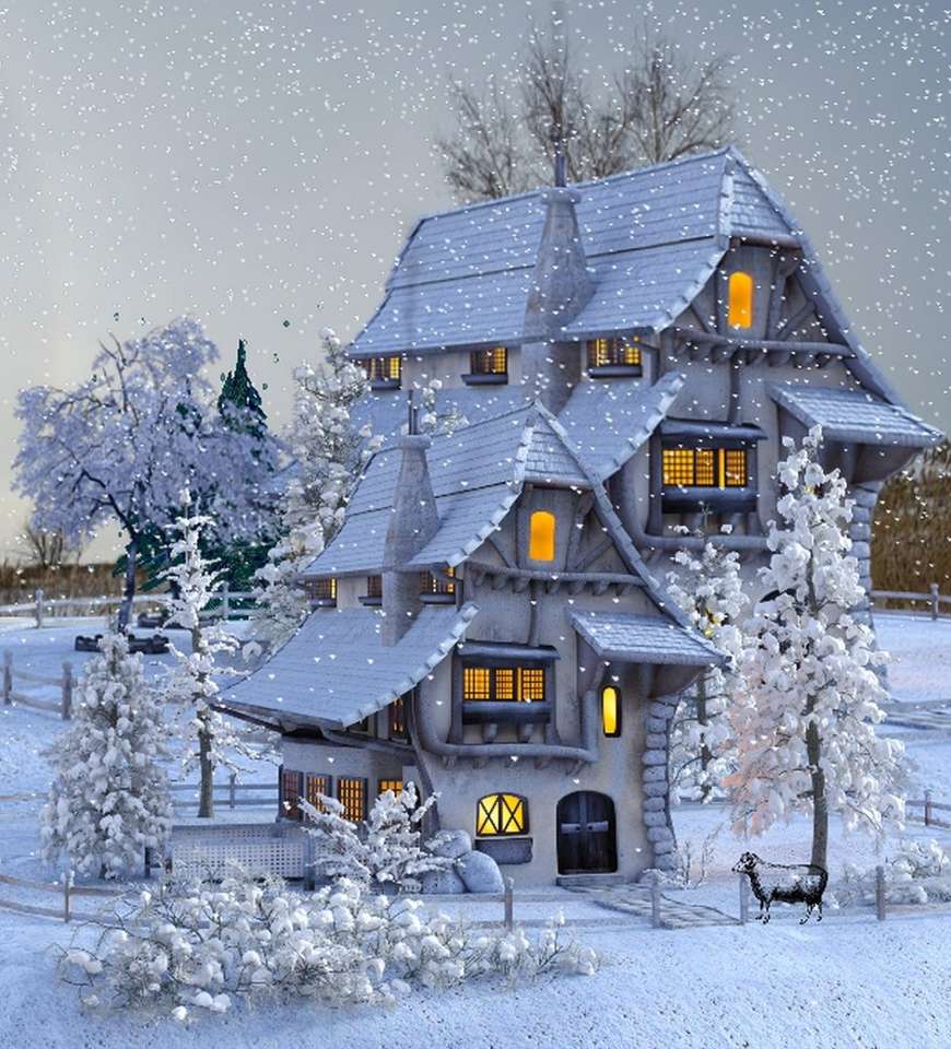 dom w zimę puzzle online