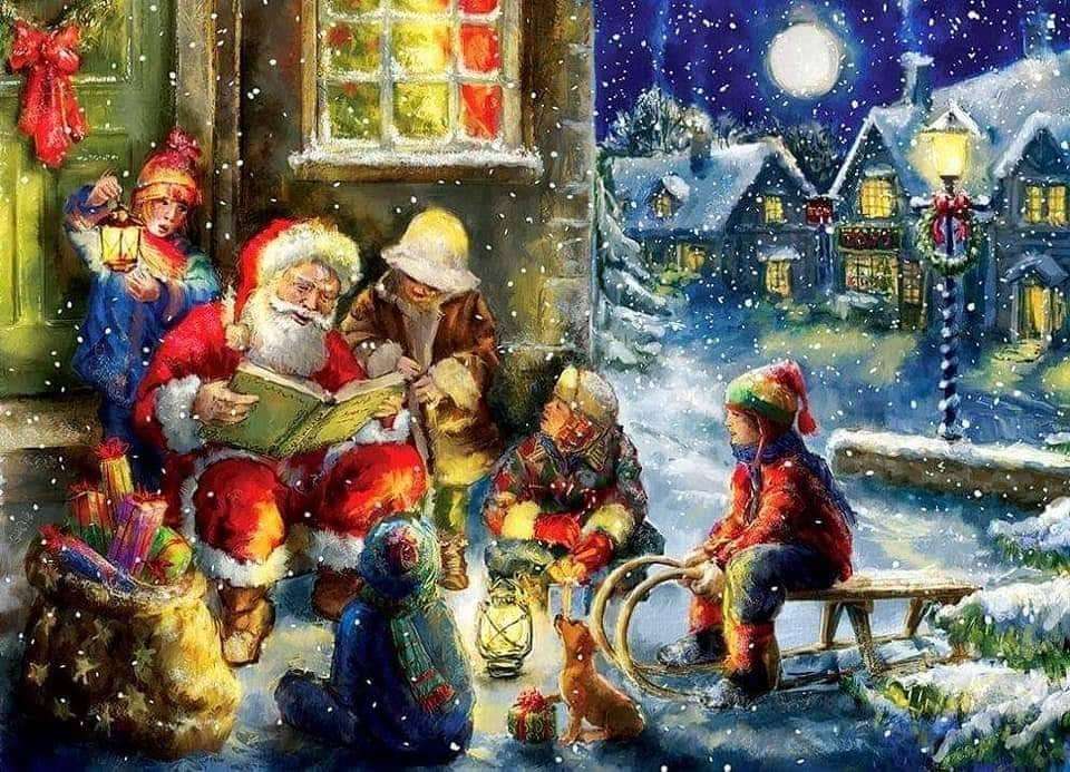 Święty Mikołaj i dzieci puzzle online