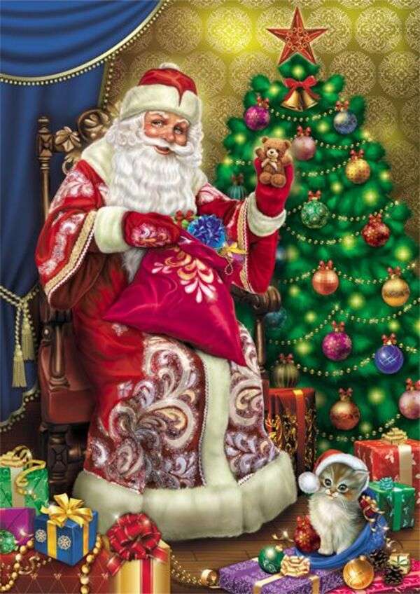 Boże Narodzenie # 41 - Święty Mikołaj przygotowany z prezentami puzzle online
