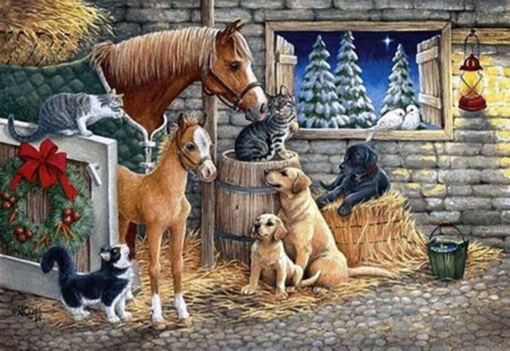 zwierzęta na Boże Narodzenie puzzle online