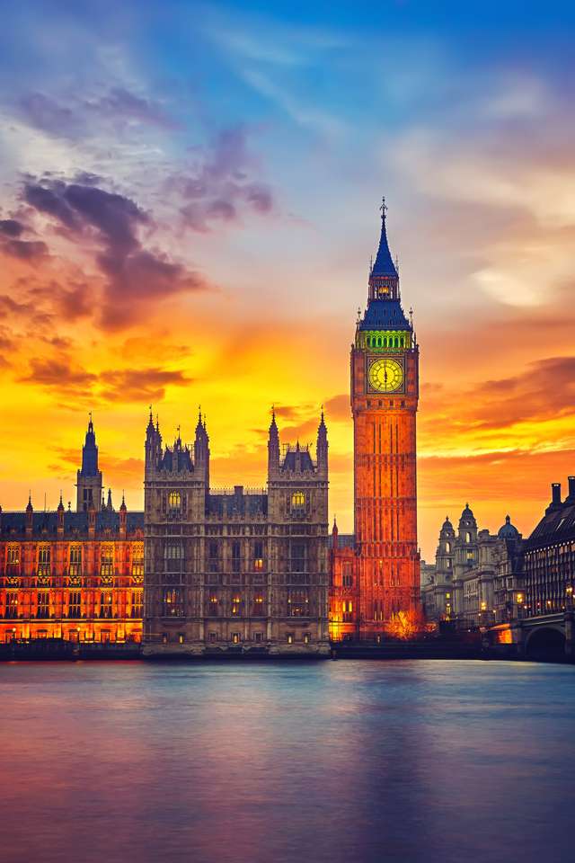 Big Ben i most westminsterski o zmierzchu w Londynie puzzle online