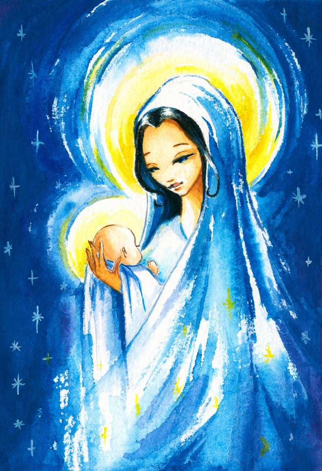 Maryja z młodym Jezusem Chrystusem puzzle online