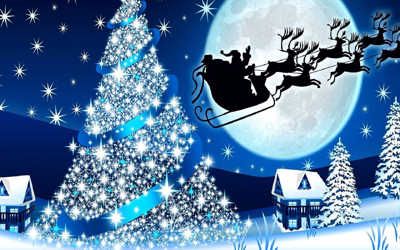 Boże Narodzenie, święta chrześcijańskie, sanie Świętego Mikołaja puzzle online