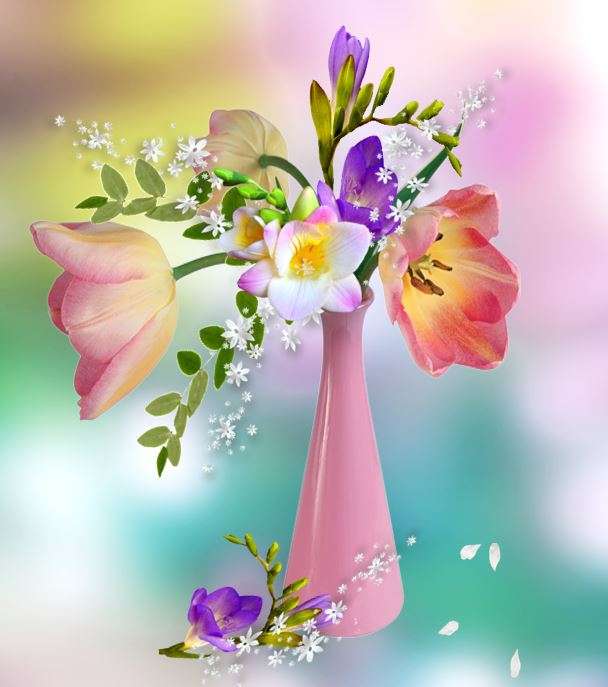 Kwiaty w wazonie puzzle online