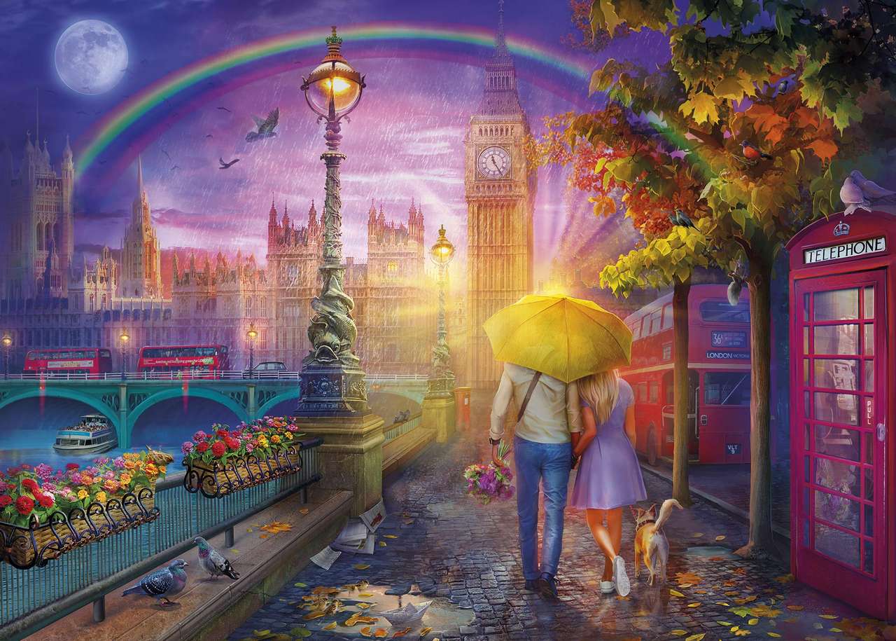 Dzień w noc: deszcz w Londynie puzzle online