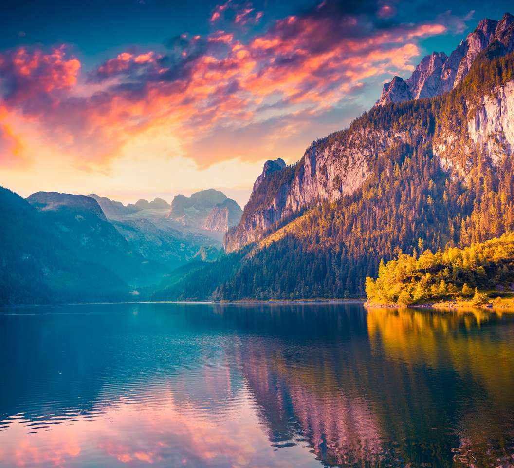 Jezioro Vorderer Gosausee w austriackich Alpach puzzle online