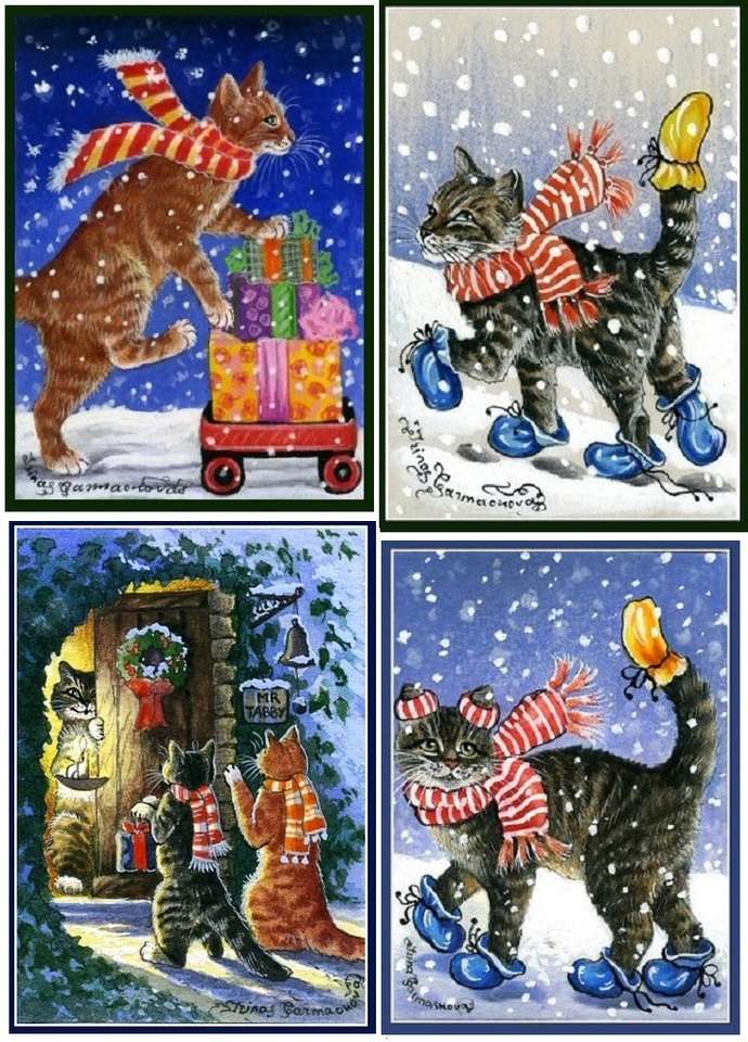 Dobrze opakowane bożonarodzeniowe szczenięta puzzle online
