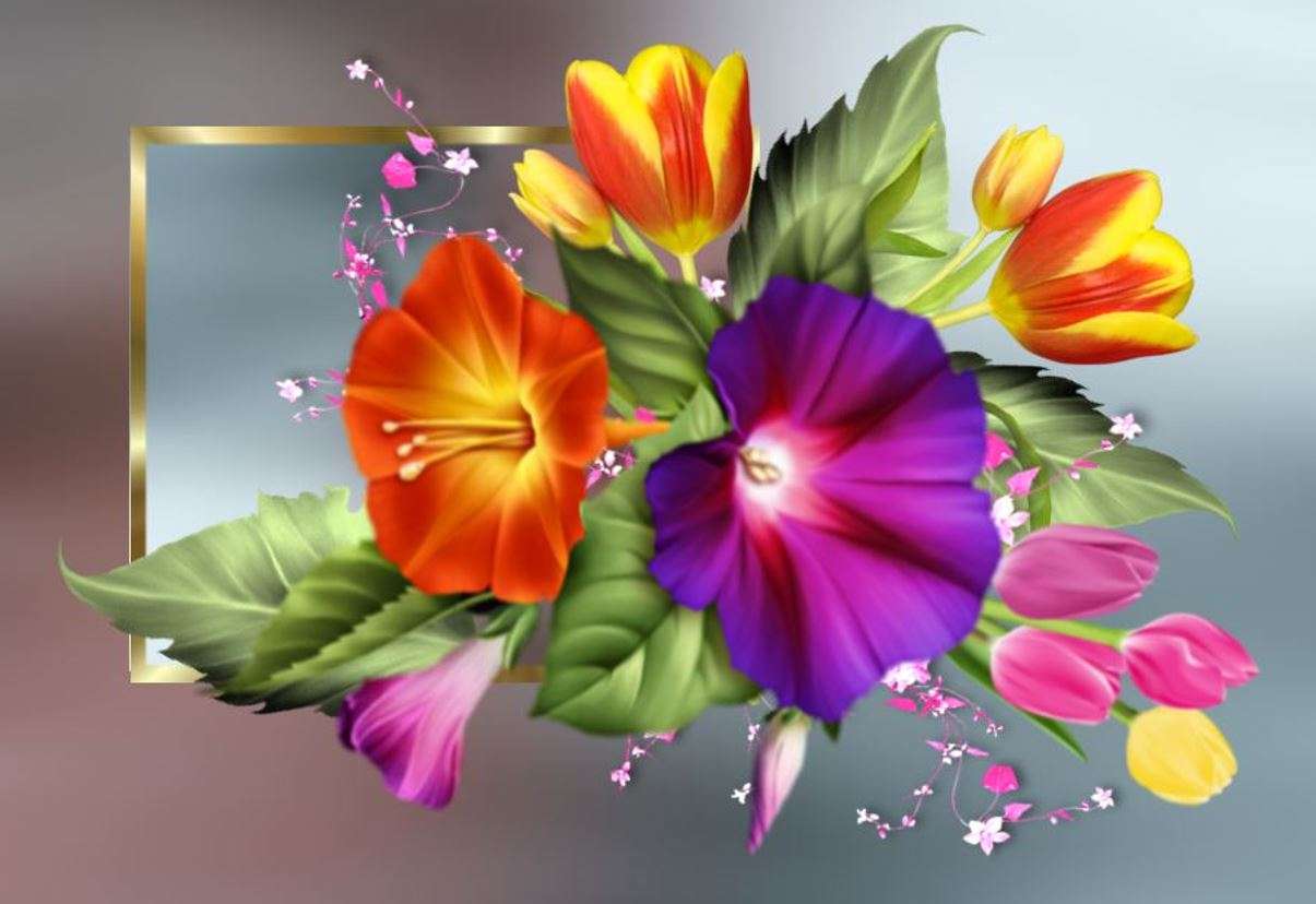 Petunie i tulipany puzzle online