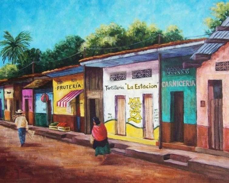 Tradycyjne miasto w Chiapas w Meksyku - Sztuka nr 2 puzzle online