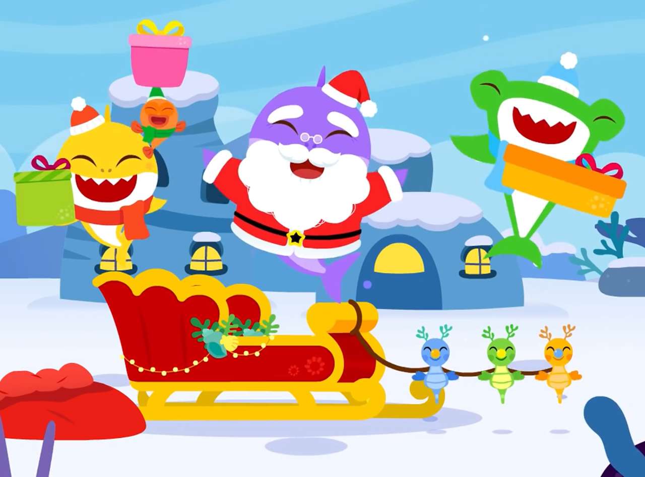 Baby Shark, przyjaciele i Święty Mikołaj puzzle online