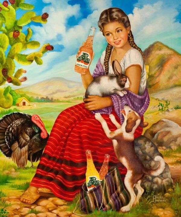 Meksykańska dama cieszy się świeżym jarrito - Art #3 puzzle online
