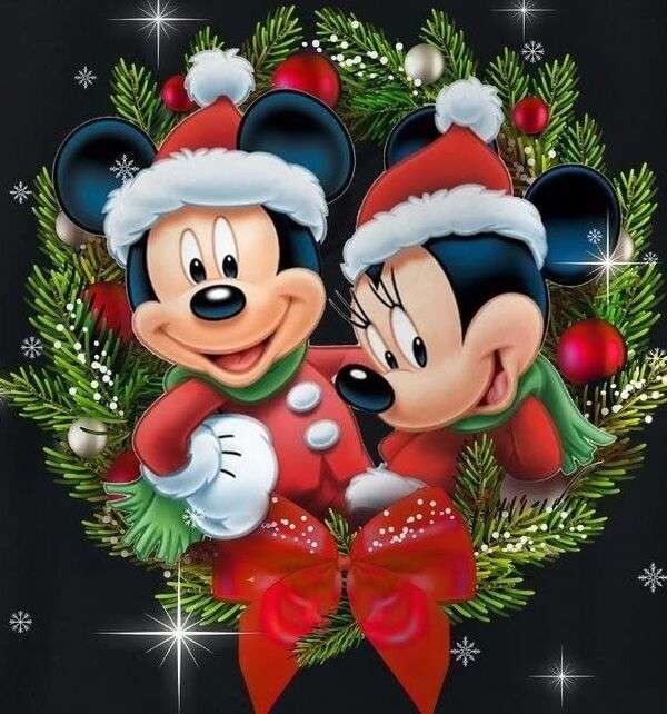 Mini i Mickey w świątecznych czapkach puzzle online